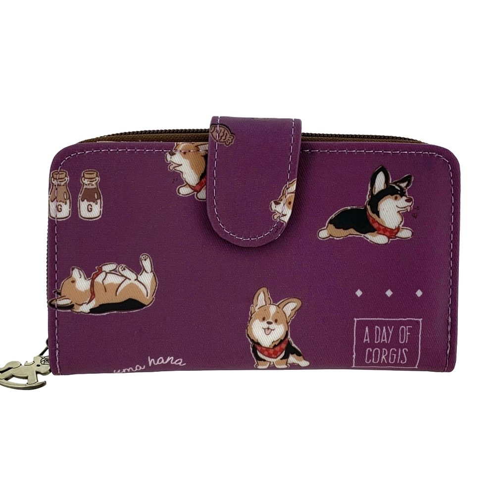 Waterproof Tricolor Corgi Medium Snap Fold Wallet Purse Coin Pouch